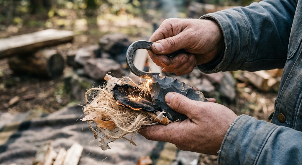 flint steel fire
