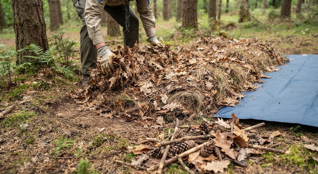 ground insulation from fallen leaves