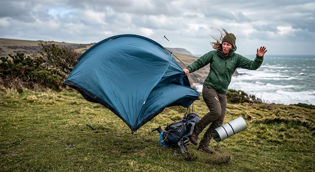 how to pitch a tent in wind